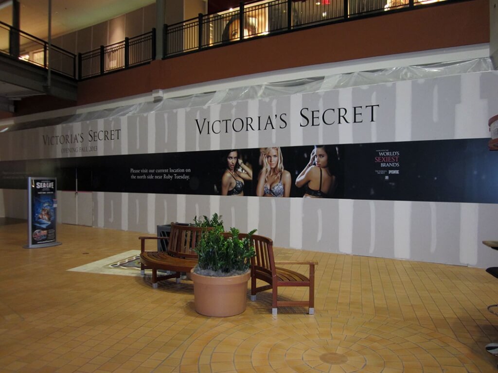 Victoria's Secret wall wrap example at the Mall of America