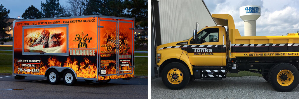 Big Guys BBQ and Tonka truck wrap examples