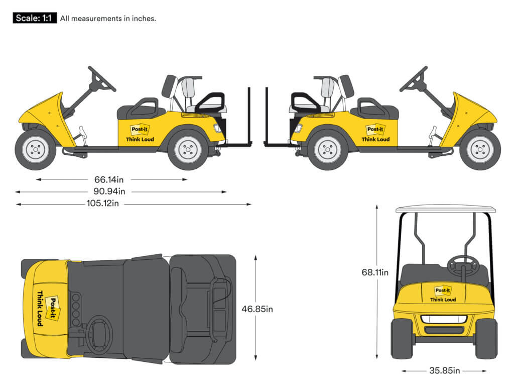 3M Open 2022 Post-it golf cart wrap design